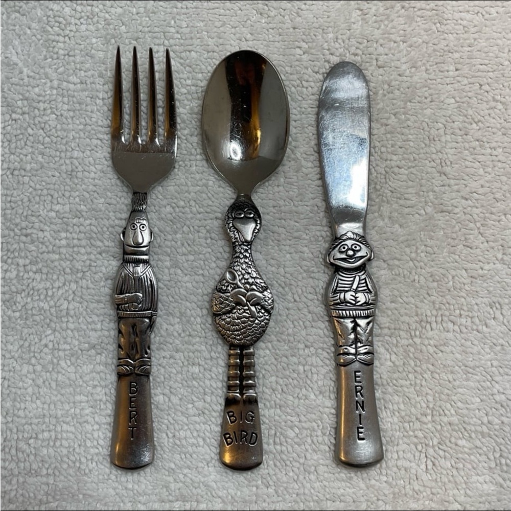 Gorham Youth Muppets Flatware VNTG Sesame Street Set: Bert, Ernie & Big Bird